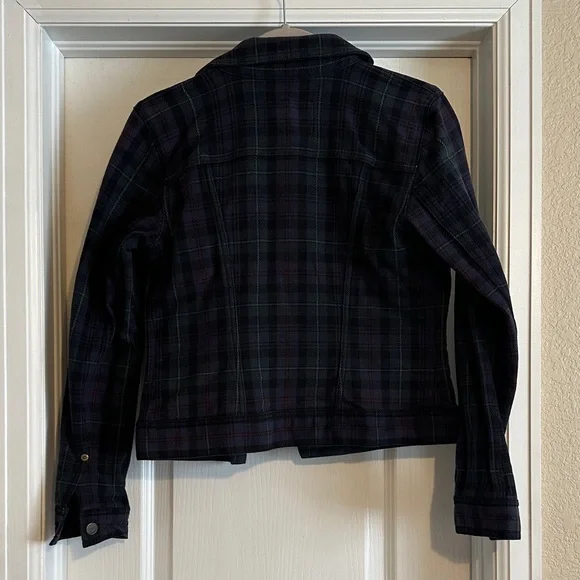 Vintage Ralph Lauren Dark Plaid Button-Up Jacket - Navy & Green - Picture 5 of 5